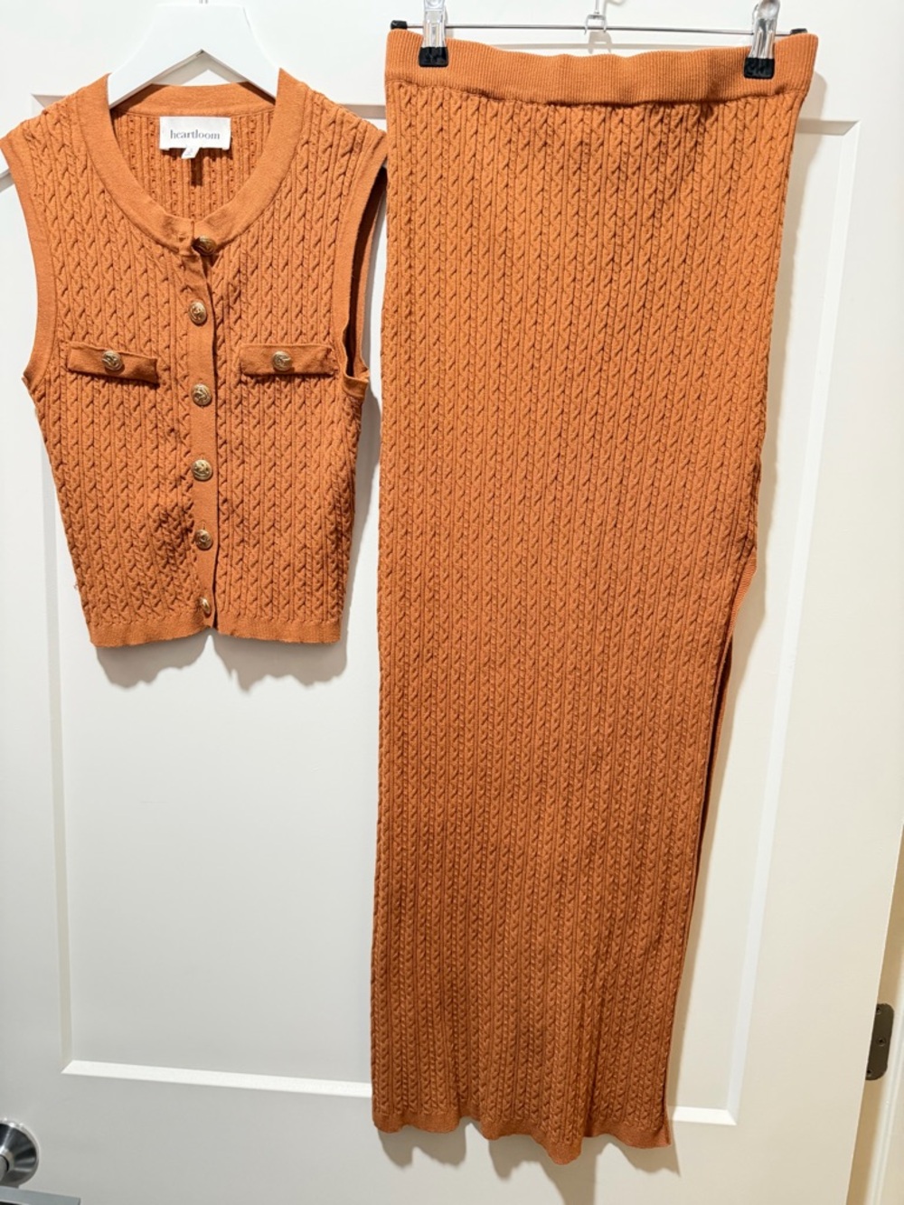 Heartloom Burnt Orange Cable Top + Skirt Set